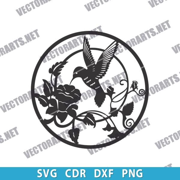 Hummingbird Floral DXF File
